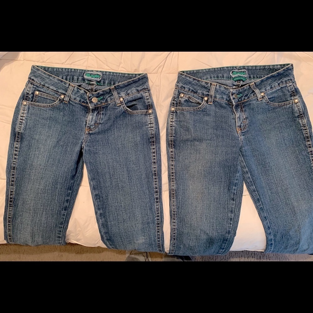 Wrangler Premium Patch boot cut jeans. LOT OF TWO